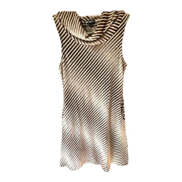 PAPILLON Sleeveless Cowlneck RETRO Striped Midi dress. - Picture 1 of 9
